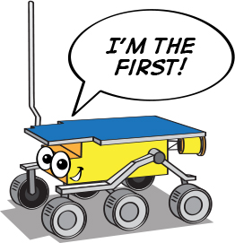 a cartoon illustration of the Sojourner rover