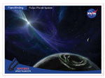 Small image of postcard with space art of a pulsar planet system.