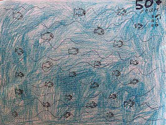 User submitted drawing of an ocean full of fish.