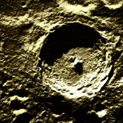 Tycho Crater, in the moon's southern hemisphere.
