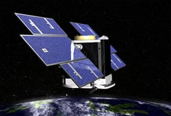 Artist rendering of CloudSat spacecraft in orbit.