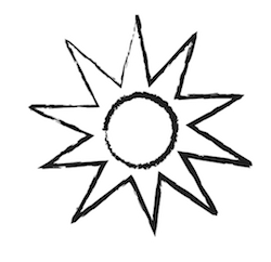 a drawing of a sun
