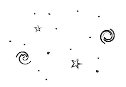 a drawing of stars and galaxies
