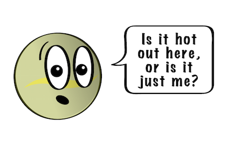 a cartoon of Venus smiling saying, Is it hot out here, or is it just me?