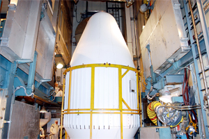 Fairing: The Spitzer Space Telescope is inside the rocket's nose, which is called a fairing. It will protect the telescope as the rocket carries it to space. Once in space, the fairing will open and release the telescope, which will travel on to its planned orbit.