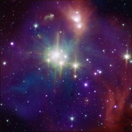Coronet: This star-forming region called Coronet has stars of many ages and sizes. Astronomers can learn a lot about stars from studying a region like this. This image combines X-rays and infrared light.