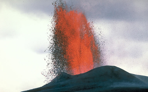 Lava fountain at Kilauea Volcano, Hawai`i.
