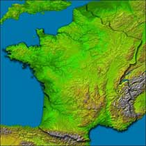 Topografía de Francia hizo con los datos SRTM.