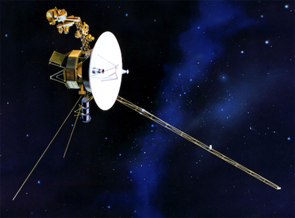 Representación de un artista de una de las naves espaciales Voyager.