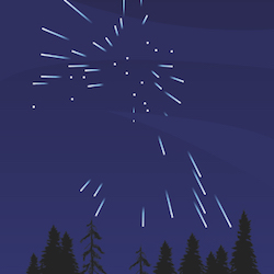 an illustration of a meteor shower in the sky