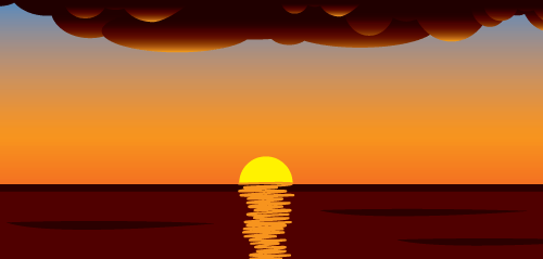 Red sun at sunset.