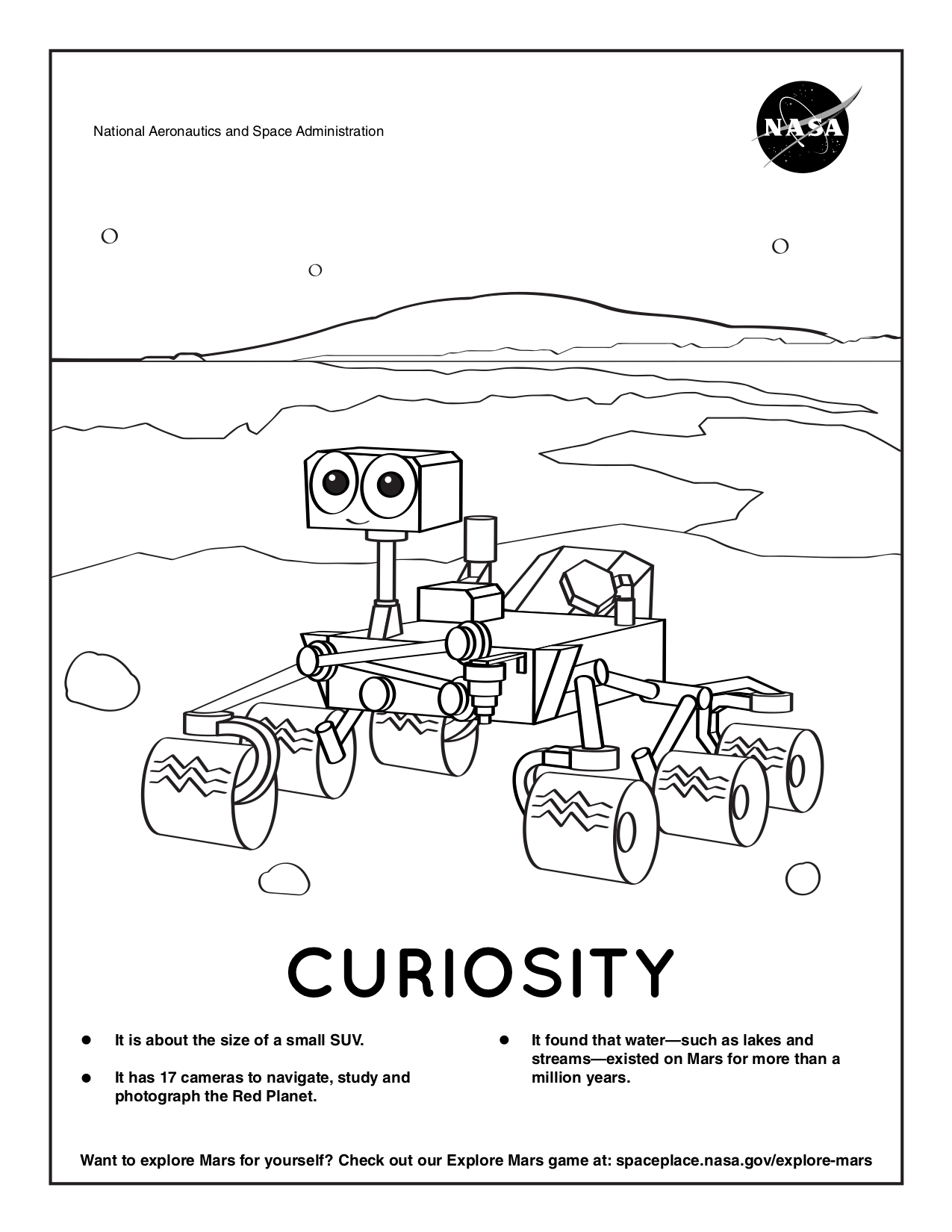 Coloring page for Curiosity.