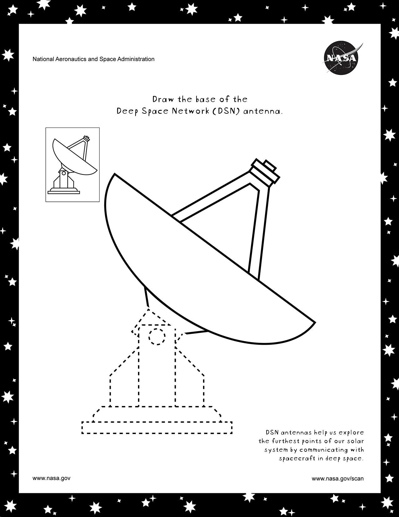 Coloring page for the DSN.