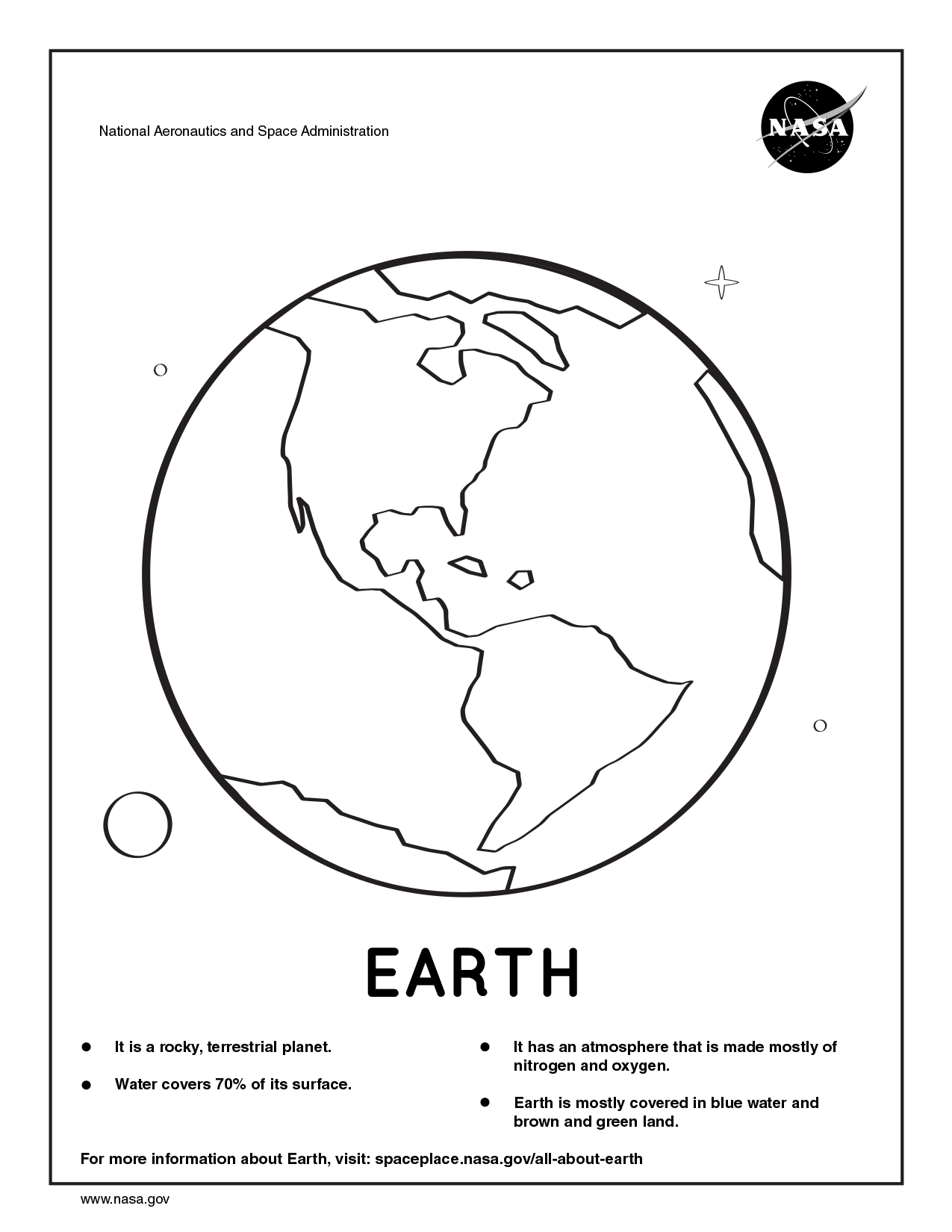 Coloring page for Earth.