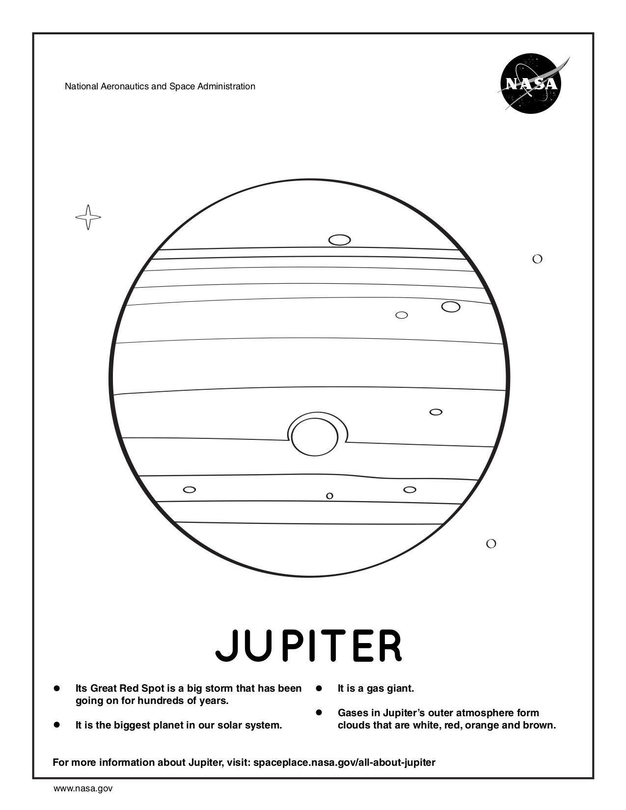 Coloring page for Jupiter.