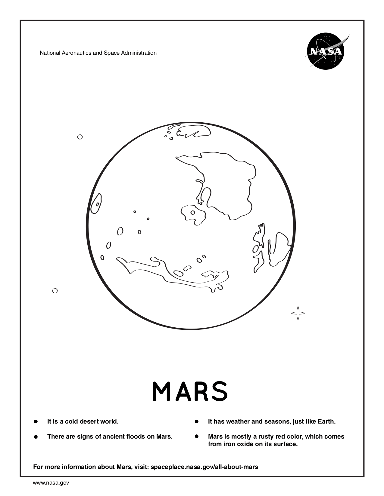 Coloring page for Mars.