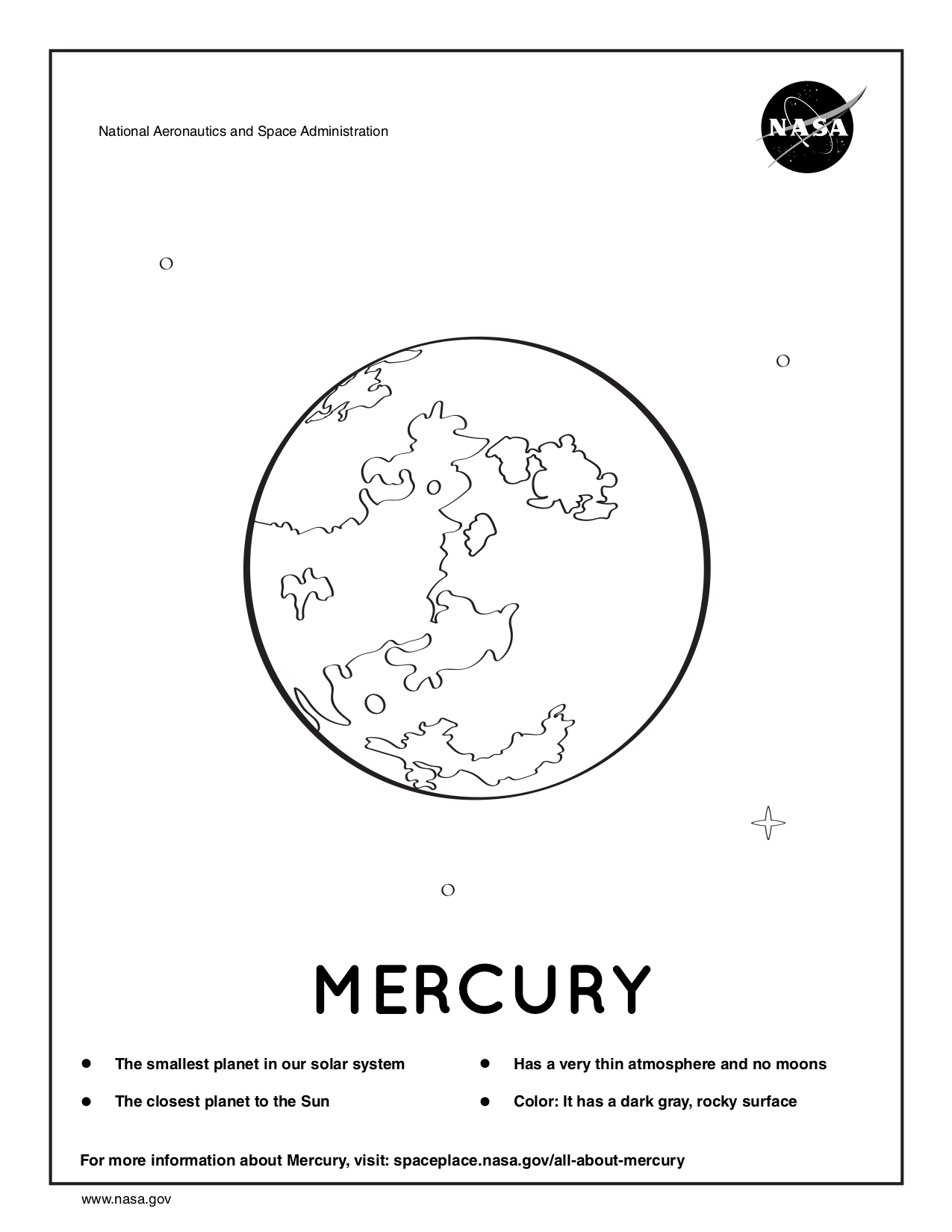 Coloring page for Mercury.