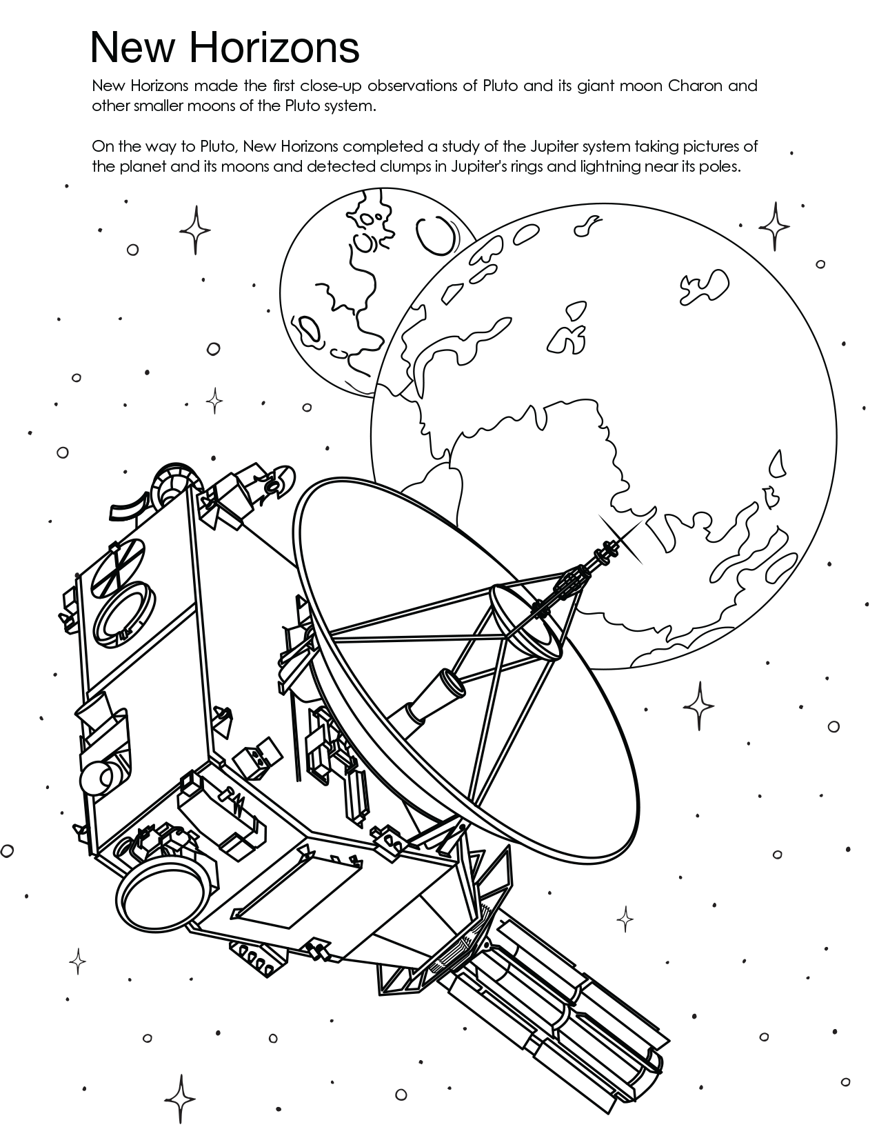 Coloring page for New Horizons.
