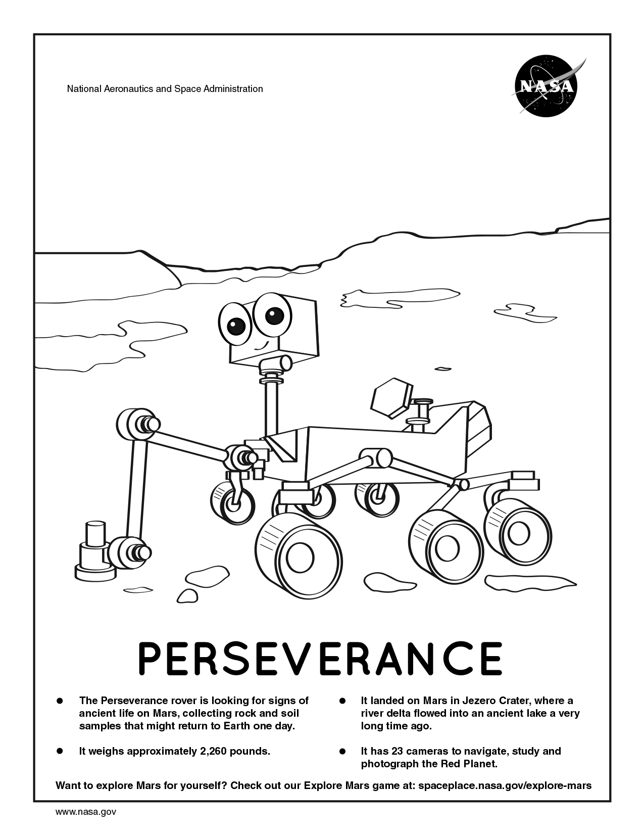 Coloring page for Perseverance.