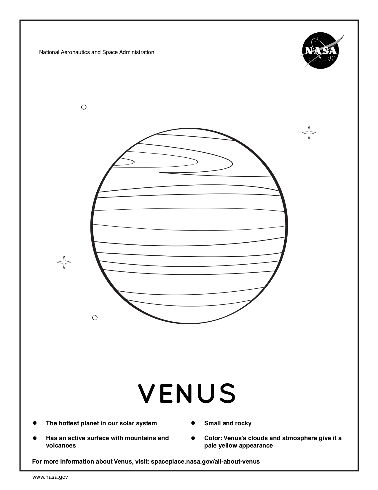 Coloring page for Venus.