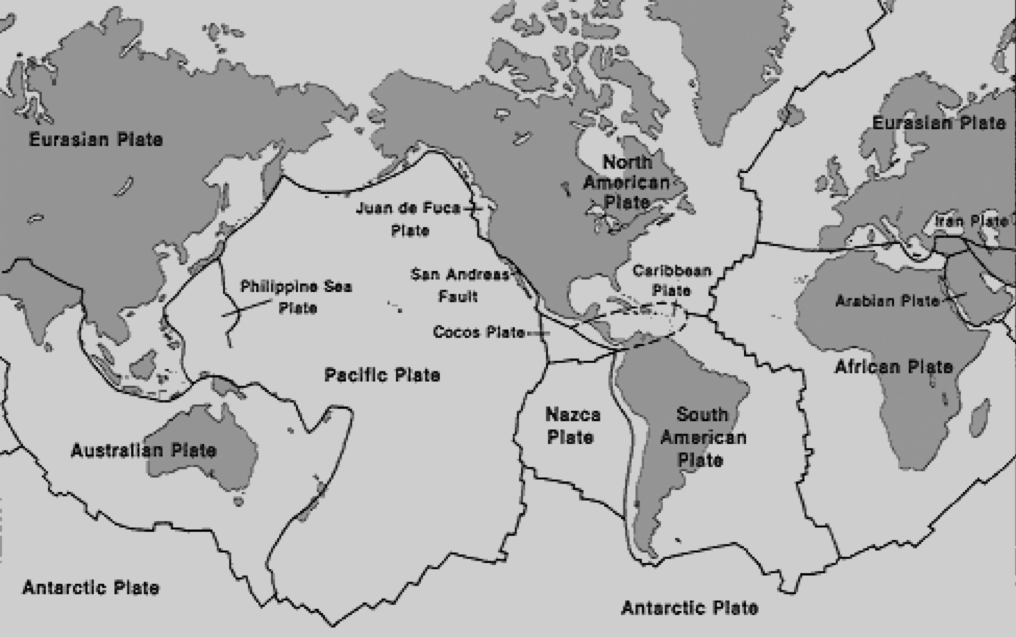 Harta plăcilor tectonice ale Pământului.'s tectonic plates.