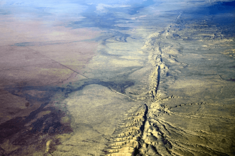 An aerial photograph of the San Andreas Fault.