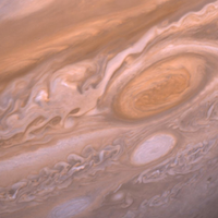 a close up view of Jupiter's great red spot