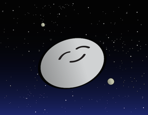Caricatura del objeto del cinturón de Kuiper Haumea.
