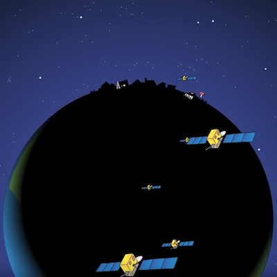an illustration of GPS satellites orbiting Earth
