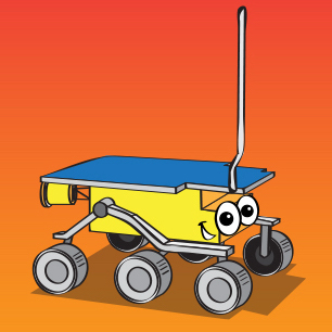 an illustrated version of the NASA Mars rovers