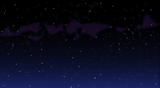 animation showing a shooting star (meteor) streaking across sky.
