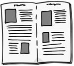 Ilustración de un periódico abierto en forma plana.