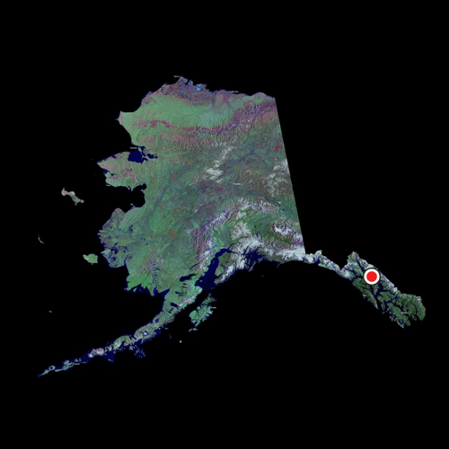 A satellite view of Alaska
