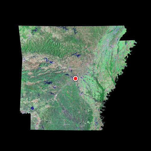 A satellite view of Arkansas