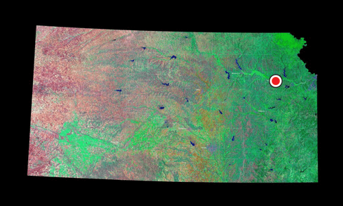 A satellite view of Kansas
