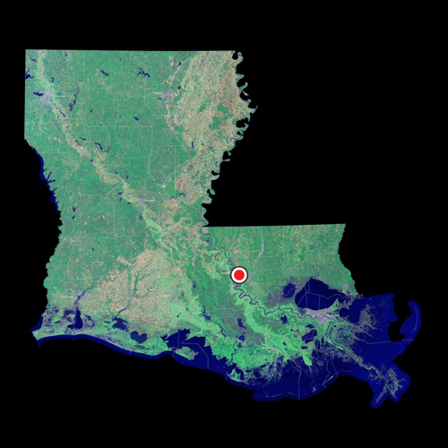 A satellite view of Louisiana