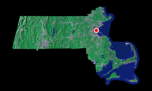 A satellite view of Massachusetts