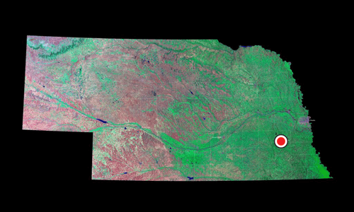 A satellite view of Nebraska