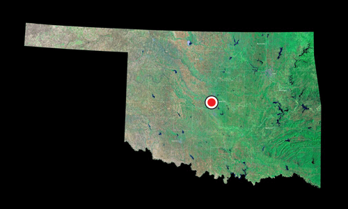 A satellite view of Oklahoma