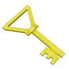 Icon for key to treasure chest. Key is hanging from a buoy under water.