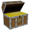 Treasure chest full of gold.