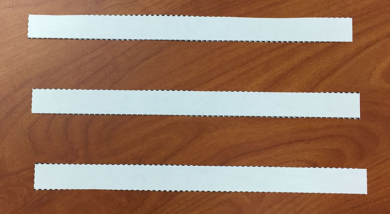 strips of paper after being cut from template