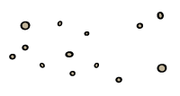 Una caricatura de algunas formas rocosas que indica la presencia del cinturón de asteroides