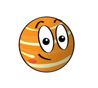Una caricatura de Júpiter con una cara sonriente