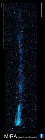 Image of long poster with blue star trailing a tail.
