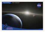 Small image of postcard with space art of possible alien asteroids.