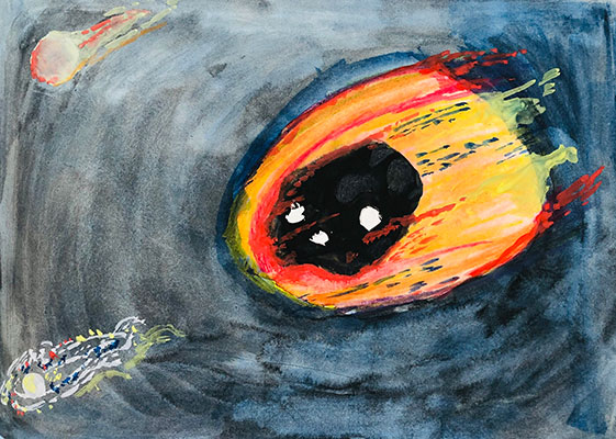 User submitted painting of a burning meteor.