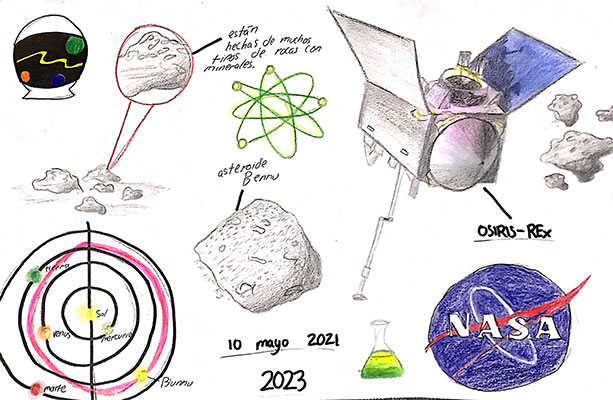 Pintura enviada por el usuario del viaje de OSIRIS-REx.