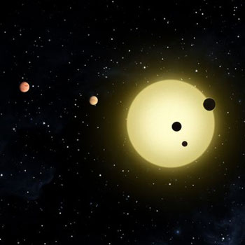 A star with several planets orbiting it.