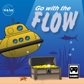 illustration of a game box cover for the game Go With the Flow